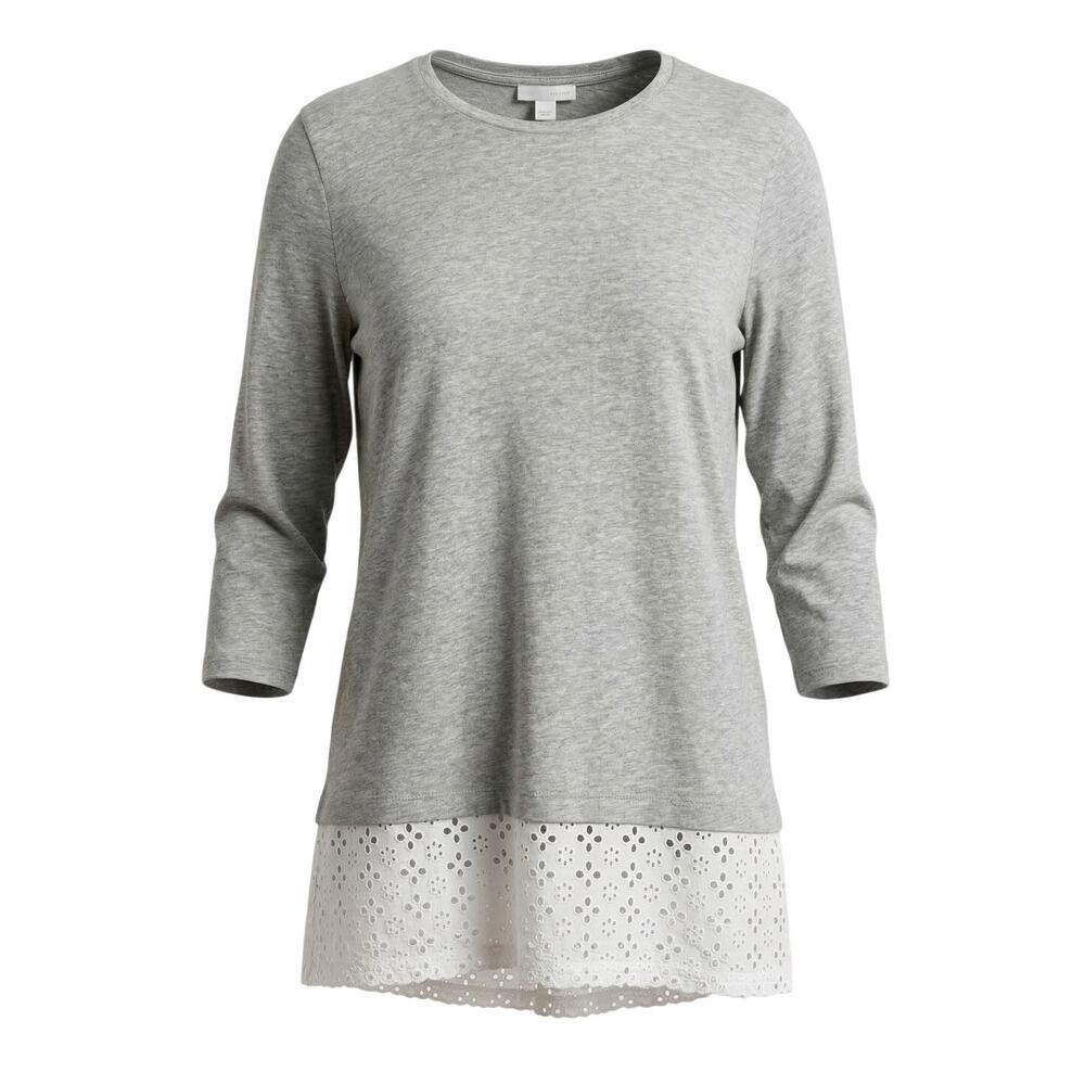 J.Jill Womens S Boho Coastal‎ Career Staple Modest Minimalist Eyelet Hem Top